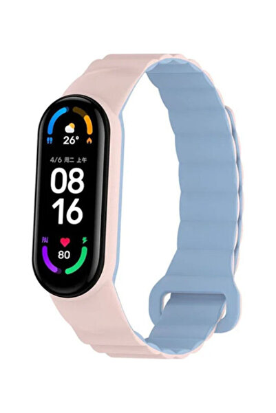 OEM Λουράκι Xiaomi Mi Band 3 4 5 6 7 Μαγνητικό Ροζ + Μπλε