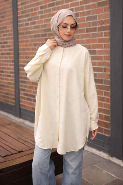 İmajButik تونيك كاجوال أساسي بأزرار كريمية
