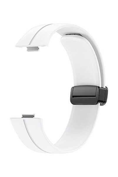 OEM Λουράκι Huawei Watch Fit 3 4 4 Pro Σιλικόνης Μαγνητικό Μαύρο Πόρπη Λευκό