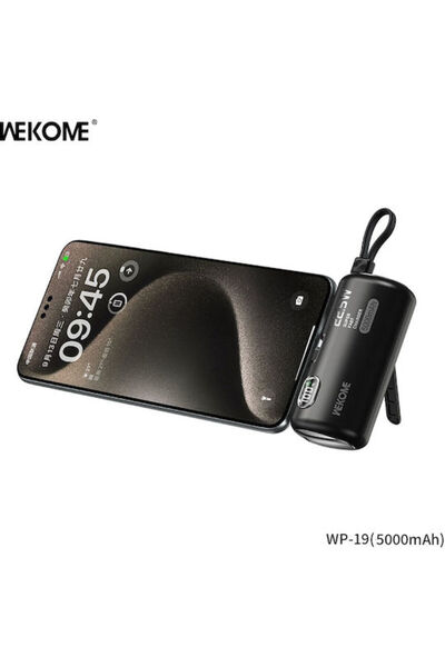 WK WP-19 Power Bank 5000mAh 22.5W με 2 θύρες USB-C Μαύρο