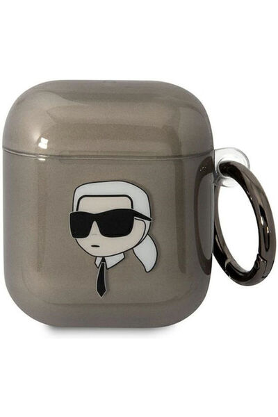 Karl Lagerfeld Θήκη Σιλικόνης Karl`s Head με Γάντζο Μαύρη για Apple AirPods 1...