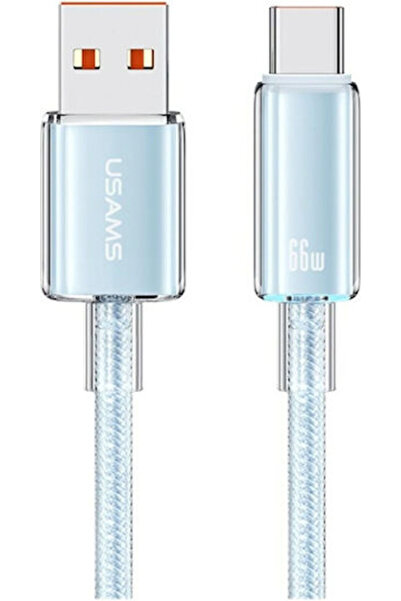 Usams US-SJ658 Πλεγμένο καλώδιο LED USB 2.0 USB-C αρσενικό σε USB-A 66W PD Μπ...