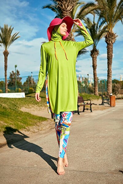 Marina Swimwear Full Covered Hijab Swimsuit Set Patterned 4 Pieces – M2484