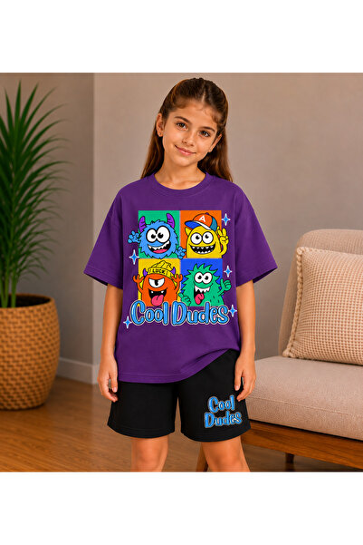 VODEXA Girls' T-Shirt and Shorts Set 100% Cotton Summer Comfortable Fit Cool ...