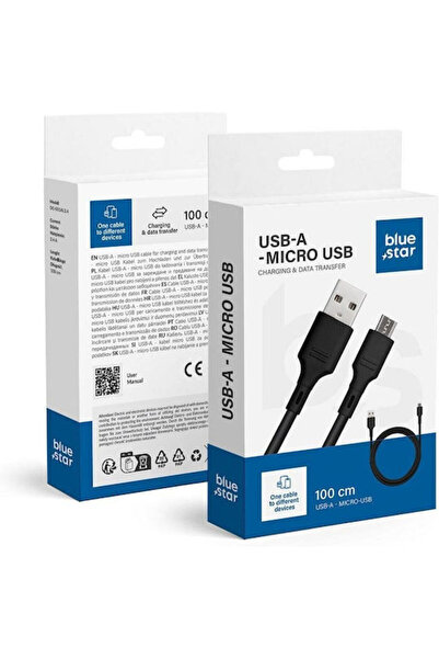 Blue Star 1μ Κανονικό Καλώδιο USB 2.0 σε micro USB