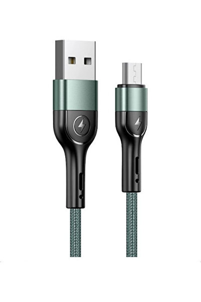 Usams U55 1μ Πλεκτό Καλώδιο USB 2.0 σε micro USB Πράσινο (SJ450USB02)