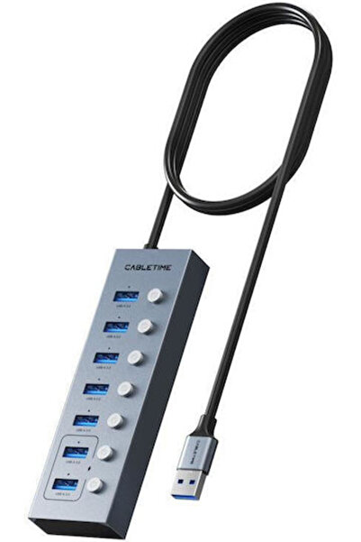 Cabletime Διανομέας USB 3.0 7 Θυρών με σύνδεση USB-A Γκρι Κωδικός: CT-HUBU7-AG