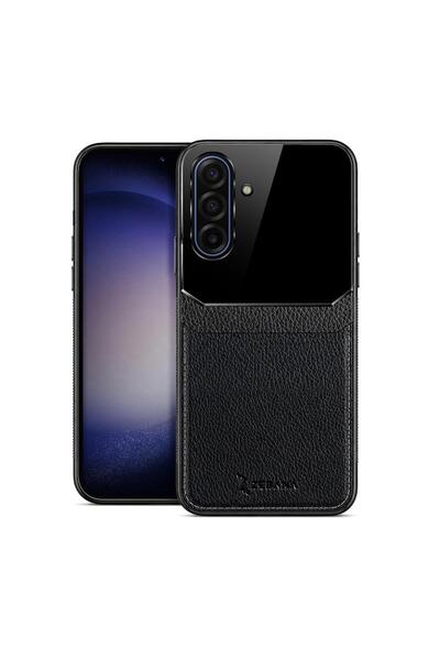 Zebana Samsung Galaxy A57 Uyumlu Kılıf Lens Deri Kılıf Siyah
