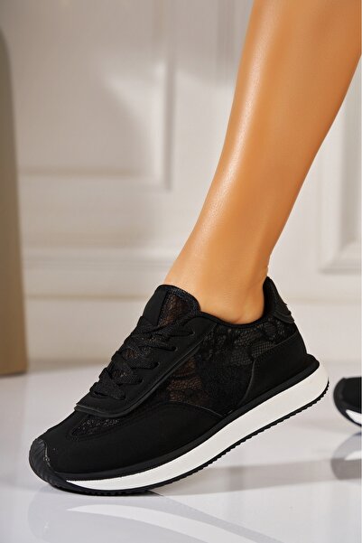 Joana Women's Black Faux Suede Sneakers