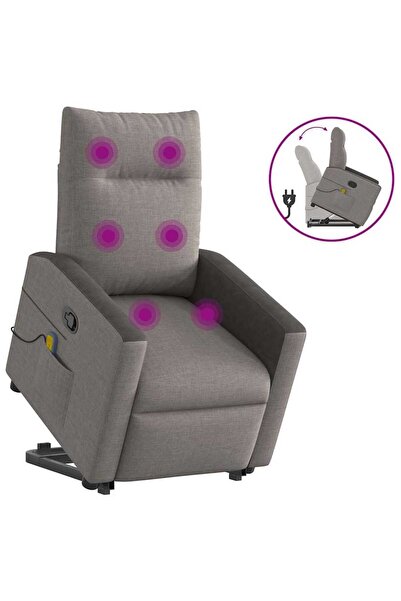 vidaxl Fotoliu rabatabil de masaj cu ridicare, gri taupe, textil