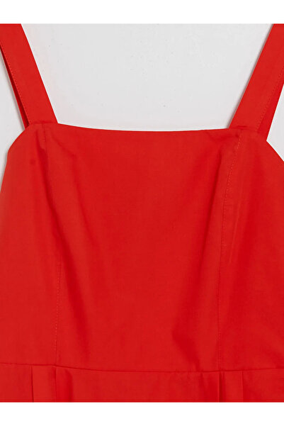 LC Waikiki Red Square Collar Waist-Slit Dress