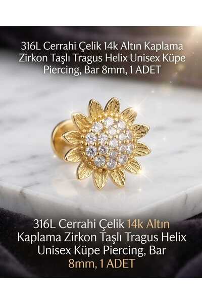Lunexa 316L Cerrahi Çelik Altın Kaplama Kararmaz Alerji Yapmaz Zirkon Taş Fig...