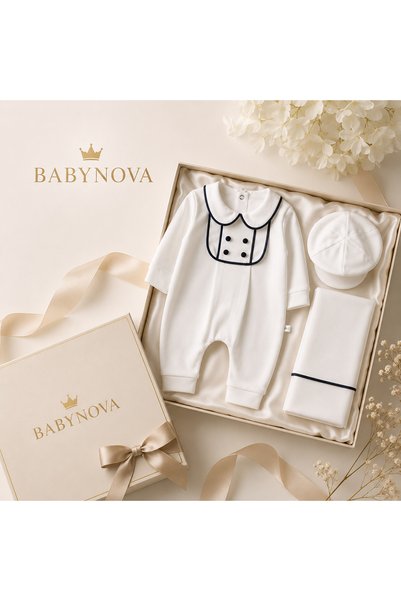 babyist Babynova Royal Heritage Premium Newborn Hospital Discharge Set 100% Cotton Set of 3