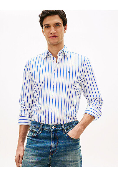 Tommy Hilfiger erkek flex poplin bold gömlek