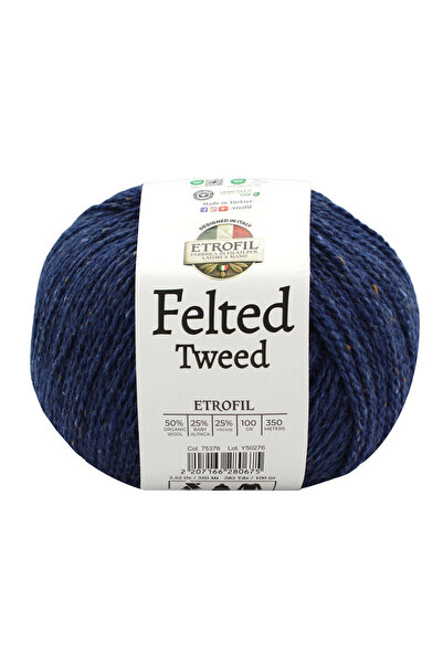 Etrofil Fir de tricotat din tweed împâslit, albastru marin închis, 50% lână m...