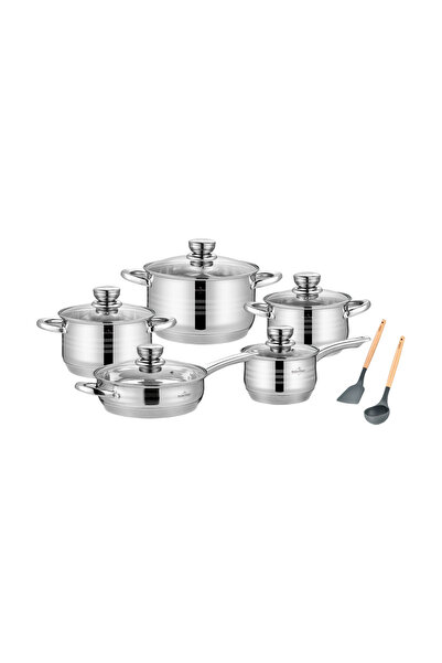 SWISSHOME Set de 12 piese de oale Swiss Haus-Montreaux, din oțel inoxidabil, ...