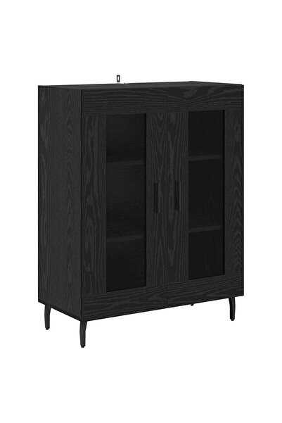 vidaxl Bufet Stejar Negru 69,5 x 34 x 90 cm Lemn compozit