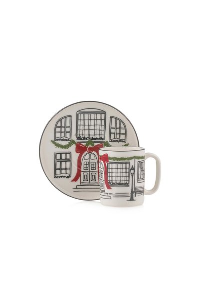 LC Waikiki Lcw Home White Home Printed 2-Person Porcelain Coffee Cup Set