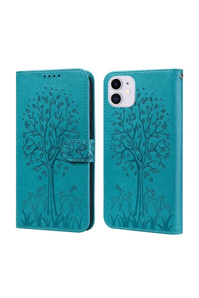 sscase Lotus Embossed Leather Θήκη Πορτοφόλι Blue (Apple iPhone 11)