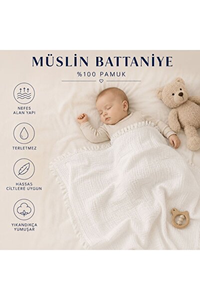 Galeri Çocuk 100% Cotton 2 Layer Muslin Baby Blanket