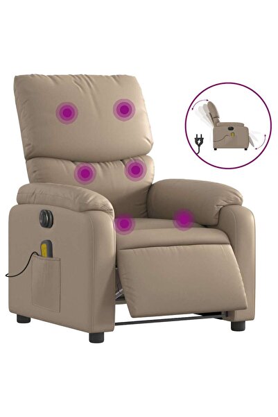 vidaxl Fotoliu electric masaj rabatabil, cappuccino, piele ecologică