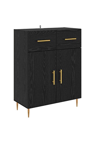 vidaxl Bufet cu sertar Stejar Negru 69,5 x 34 x 90 cm Lemn compozit