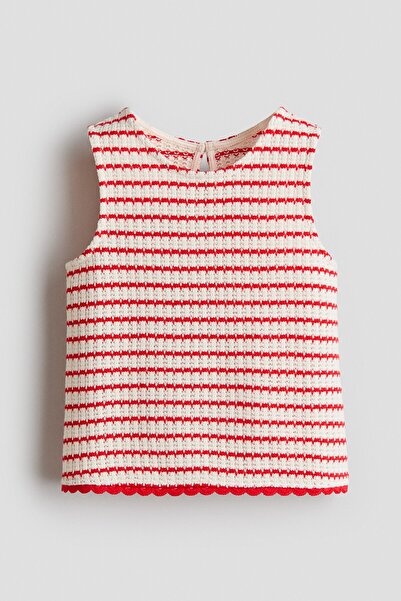 H&M Pamuklu ve Delik Desenli Triko Üst
