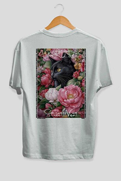 Ankhises 88 Cats for Cat Lovers Printed White Oversize T-Shirt 100% Cotton Un...