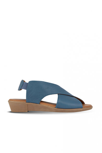 BUENO Blue Leather Women's Sandals