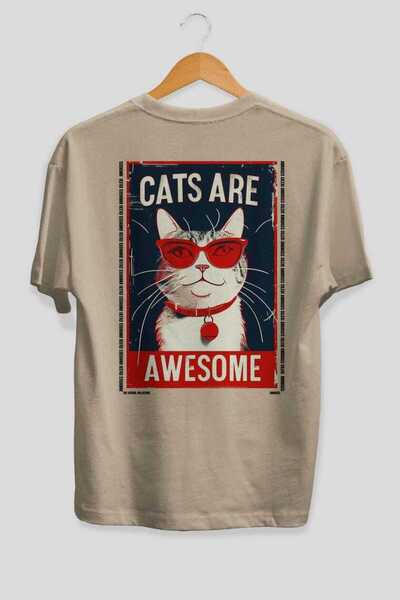Ankhises Tricou oversize bej cu imprimeu Cat For Cat Lovers 125, 100% bumbac,...