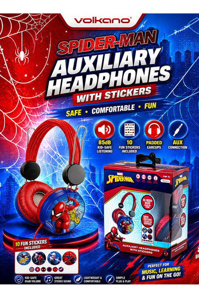 SMD-Volkano Volkano SMD Disney Marvel Spider-Man Auxiliary Headphones with St...
