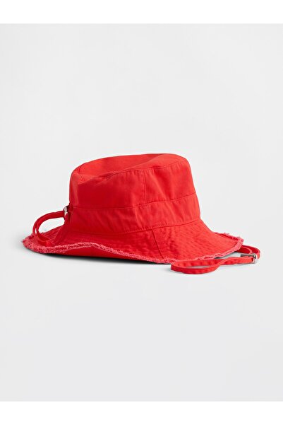 GAP Kadın Kırmızı Frayed Bucket Şapka