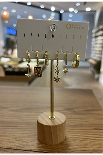 nunu takı Yakemiyou Stoned Stars Six-Piece Earrings