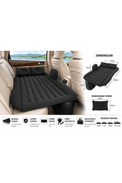 OEM Inflatable Car Mattress for the Back Seat, 2 Pillows and Electric Pump In...