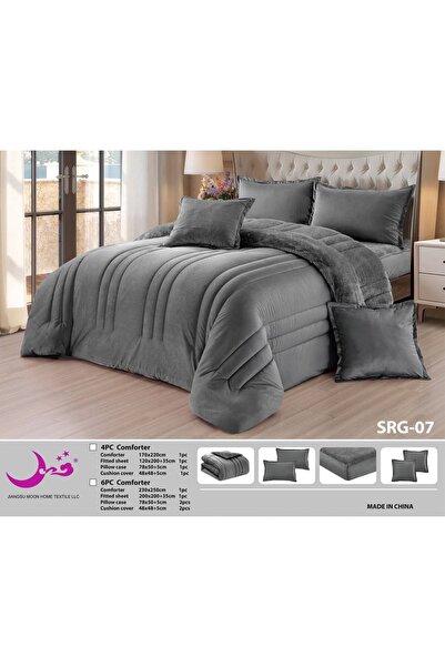 Moon Double Bed Winter Plain Fur Bedspread 6 Pieces - Plain Fur Winter Duvet ...