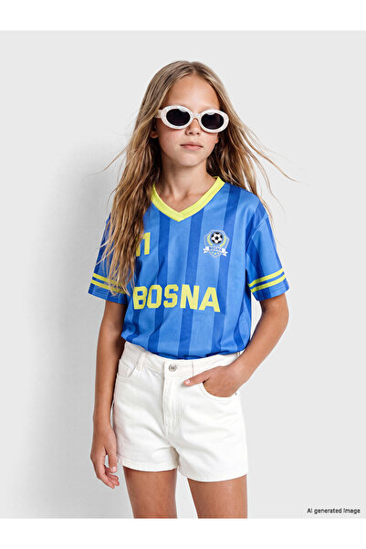 LC Waikiki Vizyon New Season Bosnia Printed Girls' Jersey T-Shirt