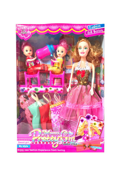 PlayFun "Pretty Girl Family" Doll Top Bottom Set Toy - Includes Interactive C...