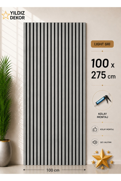 YILDIZ DEKOR Yeni nesil duvar paneli 100 x 275 light gri
