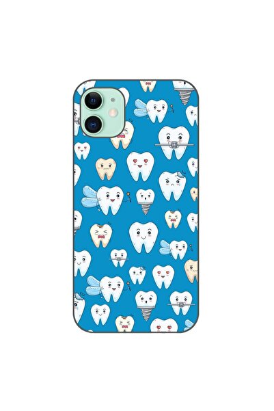OEM Калъф, съвместим с Apple iPhone 11, силиконов гел TPU модел с десен на зъ...