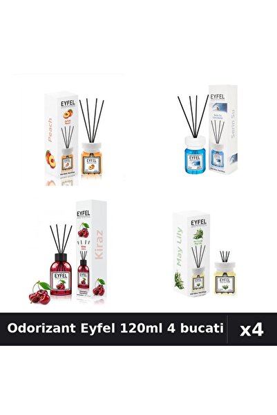 Eyfel Set 4 Odorizant Camera Betisoare 120ml - Piersica, Cool Water, Cirese, ...