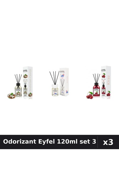Eyfel Set 3 Odorizant Camera Betisoare 120ml - Nuca Cocos, Orhidee, Cirese
