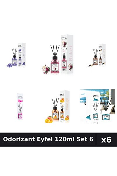 Eyfel Set 6 Odorizante Camera Betisoare - 6 Arome Asortate, 120ml Parfum