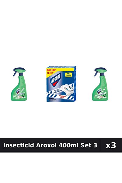 Aroxol Set 3 Spray Insecticid 400ml + Pastile Anti-Insecte - Protectie Gandac...