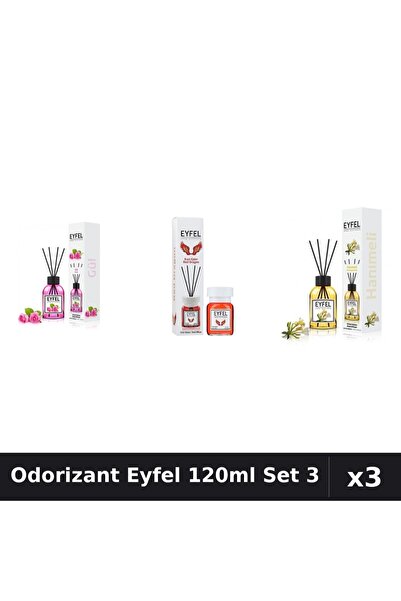 Eyfel Set 3 Odorizant Camera Betisoare 120ml - Trandafir, Red Dragon, Mâna Ma...