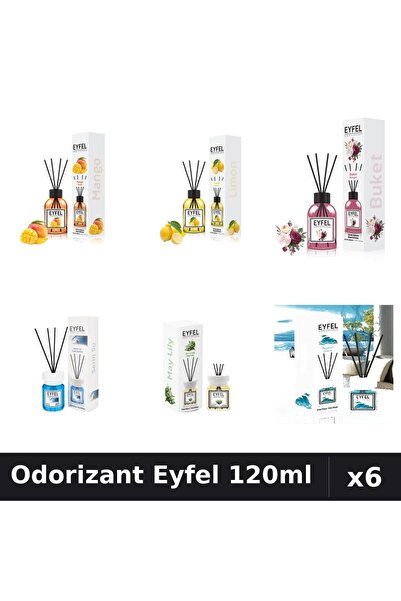 Eyfel Set 6 Odorizante Camera Betisoare - 6 Arome Asortate, 120ml Parfum