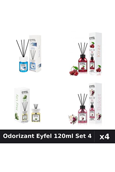 Eyfel Set 4 Odorizant Camera Betisoare - Cool Water, Cirese, Lacramioare, Bou...