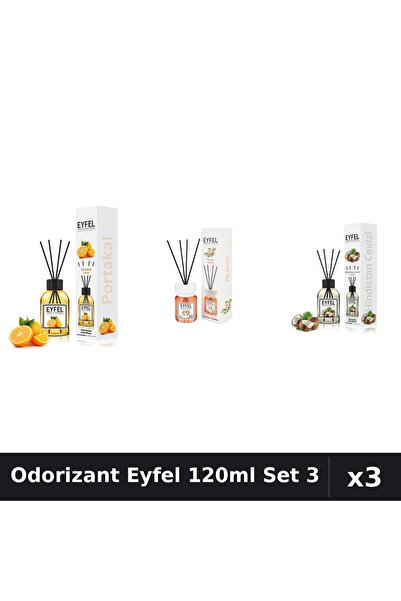 Eyfel Set 3 Odorizant Camera Betisoare 120ml - Portocala, Acacia, Nucă Cocos