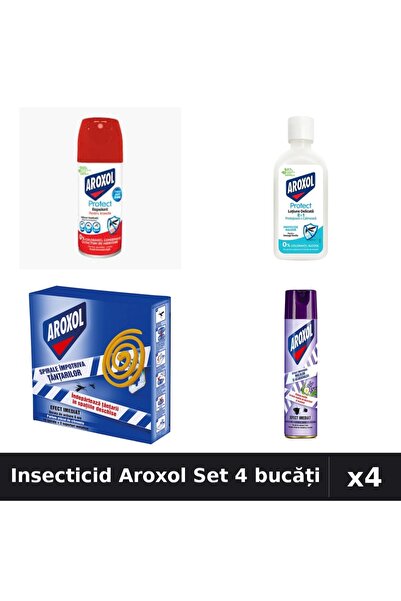 Aroxol Set 4 Insecticid - Spray 100ml, 250ml, Loțiune Repelent 85ml, Spirale ...
