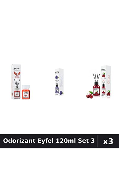 Eyfel Set 3 Odorizant Camera Betisoare 120ml - Red Dragon, Zambile, Cireșe