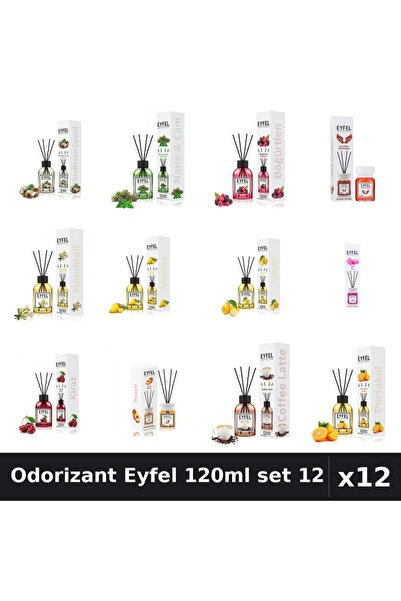 Eyfel Set 12 Odorizante Camera Betisoare 120ml - 12 Arome Asortate, Parfum In...
